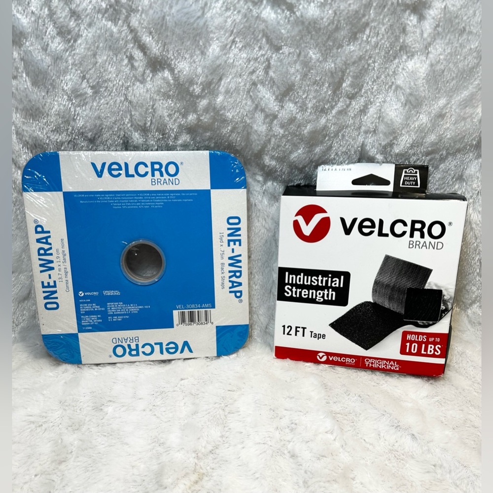 LOT OF 2 VELCRO® Brand Black Industrial Strength Peel Stick Tape 12' X 1/2" +++